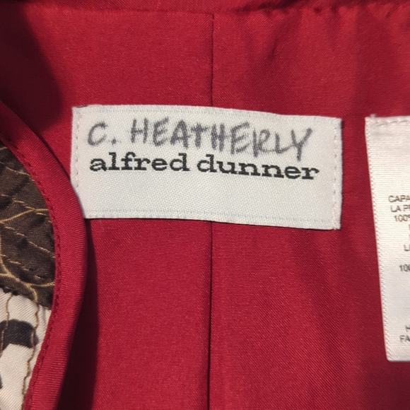 Alfred Dunner Brown/Tan/Red Lightweight Stitched Open Front Jacket Women's Sz 10 - Picture 7 of 8